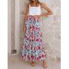 ZESICA Women’s 2026 Summer Bohemian Floral Printed Elastic Waist A Line Maxi Skirt with Pockets(Lightblue)
