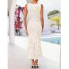 ZESICA Womens 2026 Summer Floral Wedding Guest Midi Dress Sleeveless Mesh Slit Bodycon Formal Cocktail Party Dresses(Apricot)
