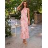 ZESICA Womens 2026 Summer Floral Wedding Guest Midi Dress Sleeveless Mesh Slit Bodycon Formal Cocktail Party Dresses(Pink)