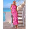 ZESICA Womens 2026 Summer Floral Wedding Guest Midi Dress Sleeveless Mesh Slit Bodycon Formal Cocktail Party Dresses(Rose)