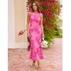 ZESICA Womens 2026 Summer Floral Wedding Guest Midi Dress Sleeveless Mesh Slit Bodycon Formal Cocktail Party Dresses(Rose)