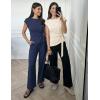 ZESICA Women’s 2026 Summer 2 Piece Outfit Sets Casual Short Sleeve Knit Belted Tops and Wide Leg Pants Work Office Clothes(Apricot)