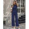 ZESICA Women’s 2026 Summer 2 Piece Outfit Sets Casual Short Sleeve Knit Belted Tops and Wide Leg Pants Work Office Clothes(Navy)