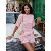 ZESICA Womens Summer 2 Piece Short Sets Striped Oversized Matching Lounge Airport Travel Workout Beach Vacation Outfits(Pink)