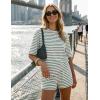 ZESICA Womens Summer 2 Piece Short Sets Striped Oversized Matching Lounge Airport Travel Workout Beach Vacation Outfits(Sage)