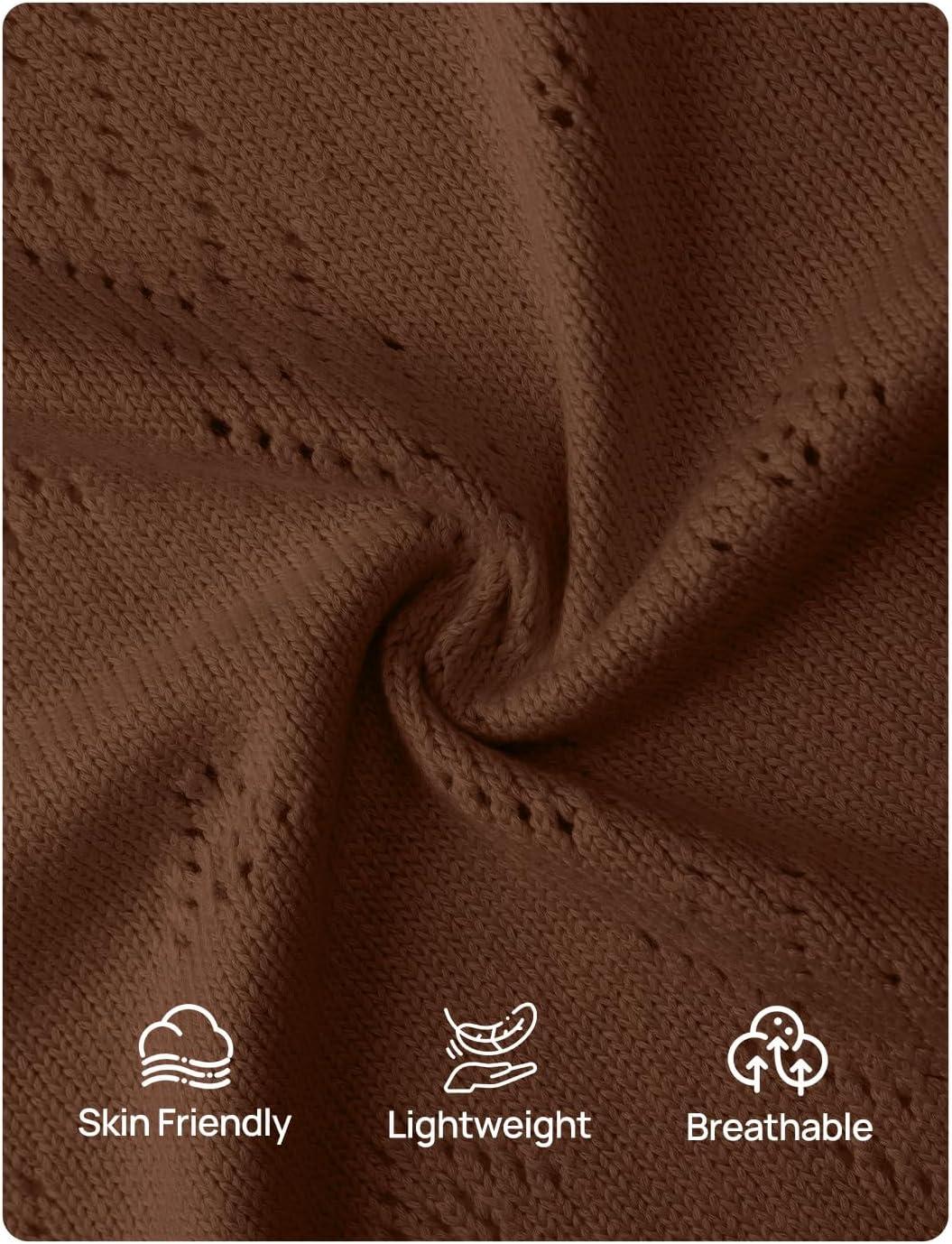 imageZESICA Womens Summer Crochet Sleeveless V Neck Vest Tops 2026 Casual Lightweight Knit Sweaters Fashion Vacation ClothesBrown