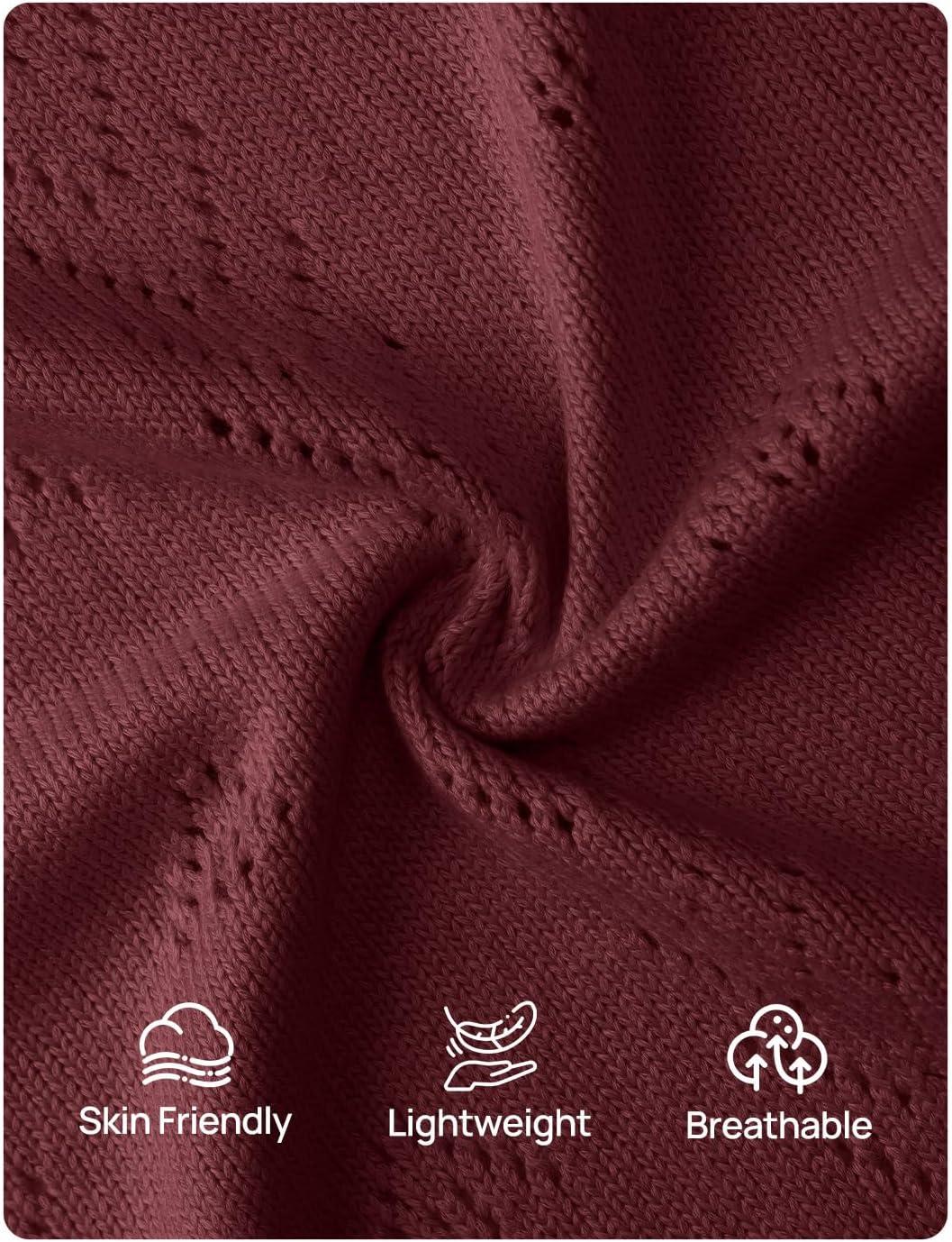 imageZESICA Womens Summer Crochet Sleeveless V Neck Vest Tops 2026 Casual Lightweight Knit Sweaters Fashion Vacation ClothesBurgundy