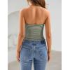 ZESICA Women’s Spring Striped Strapless Crop Tube Tops 2026 Summer Knit Bandeau Going Out Shirts Y2K Beach Vacation Outfits(Armygreen)