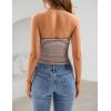ZESICA Women’s Spring Striped Strapless Crop Tube Tops 2026 Summer Knit Bandeau Going Out Shirts Y2K Beach Vacation Outfits(Brown)