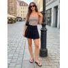 ZESICA Women’s Spring Striped Strapless Crop Tube Tops 2026 Summer Knit Bandeau Going Out Shirts Y2K Beach Vacation Outfits(Brown)