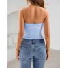 ZESICA Women’s Spring Striped Strapless Crop Tube Tops 2026 Summer Knit Bandeau Going Out Shirts Y2K Beach Vacation Outfits(Lightblue)