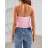 ZESICA Women’s Spring Striped Strapless Crop Tube Tops 2026 Summer Knit Bandeau Going Out Shirts Y2K Beach Vacation Outfits(Pink)