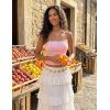 ZESICA Women’s Spring Striped Strapless Crop Tube Tops 2026 Summer Knit Bandeau Going Out Shirts Y2K Beach Vacation Outfits(Pink)