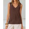 ZESICA Women’s Summer Crochet Sleeveless V Neck Vest Tops 2026 Casual Lightweight Knit Sweaters Fashion Vacation Clothes(Brown)
