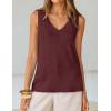 ZESICA Women’s Summer Crochet Sleeveless V Neck Vest Tops 2026 Casual Lightweight Knit Sweaters Fashion Vacation Clothes(Burgundy)
