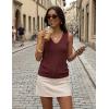 ZESICA Women’s Summer Crochet Sleeveless V Neck Vest Tops 2026 Casual Lightweight Knit Sweaters Fashion Vacation Clothes(Burgundy)