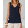 ZESICA Women’s Summer Crochet Sleeveless V Neck Vest Tops 2026 Casual Lightweight Knit Sweaters Fashion Vacation Clothes(Navyblue)