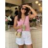 ZESICA Women’s Summer Crochet Sleeveless V Neck Vest Tops 2026 Casual Lightweight Knit Sweaters Fashion Vacation Clothes(Pink)