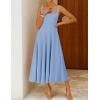 ZESICA Women’s Summer Sleeveless Midi Dress 2026 Square Neck Wedding Guest Beach Casual Flowy Long Dresses with Pockets(Blue)