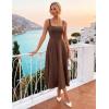 ZESICA Women’s Summer Sleeveless Midi Dress 2026 Square Neck Wedding Guest Beach Casual Flowy Long Dresses with Pockets(Brown)