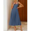 ZESICA Women’s Summer Sleeveless Midi Dress 2026 Square Neck Wedding Guest Beach Casual Flowy Long Dresses with Pockets(Dusty Blue)