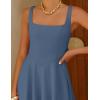 ZESICA Women’s Summer Sleeveless Midi Dress 2026 Square Neck Wedding Guest Beach Casual Flowy Long Dresses with Pockets(Dusty Blue)