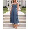 ZESICA Women’s Summer Sleeveless Midi Dress 2026 Square Neck Wedding Guest Beach Casual Flowy Long Dresses with Pockets(Dusty Blue)
