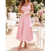 ZESICA Women’s Summer Sleeveless Midi Dress 2026 Square Neck Wedding Guest Beach Casual Flowy Long Dresses with Pockets(Pink)