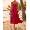 ZESICA Women’s Summer Sleeveless Midi Dress 2026 Square Neck Wedding Guest Beach Casual Flowy Long Dresses with Pockets(Red)