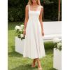 ZESICA Women’s Summer Sleeveless Midi Dress 2026 Square Neck Wedding Guest Beach Casual Flowy Long Dresses with Pockets(White)