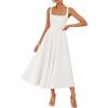 ZESICA Women’s Summer Sleeveless Midi Dress 2026 Square Neck Wedding Guest Beach Casual Flowy Long Dresses with Pockets(White)