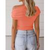 ZESICA Women’s 2026 Summer Off Shoulder Tops Going Out Sexy Y2k Shirts Spring Cap Sleeve Ruched Asymmetrical Blouses(Coral Pink)