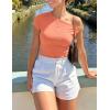 ZESICA Women’s 2026 Summer Off Shoulder Tops Going Out Sexy Y2k Shirts Spring Cap Sleeve Ruched Asymmetrical Blouses(Coral Pink)