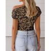 ZESICA Women’s 2026 Summer Off Shoulder Tops Going Out Sexy Y2k Shirts Spring Cap Sleeve Ruched Asymmetrical Blouses(Leopard)