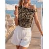 ZESICA Women’s 2026 Summer Off Shoulder Tops Going Out Sexy Y2k Shirts Spring Cap Sleeve Ruched Asymmetrical Blouses(Leopard)