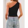 ZESICA Women’s Summer One Shoulder Going Out Tops 2026 Trendy Sleeveless Fitted Fashion Floral Y2K Shirts(Solidblack)