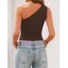 ZESICA Women’s Summer One Shoulder Going Out Tops 2026 Trendy Sleeveless Fitted Fashion Floral Y2K Shirts(Solidbrown)