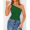 ZESICA Women’s Summer One Shoulder Going Out Tops 2026 Trendy Sleeveless Fitted Fashion Floral Y2K Shirts(Solidgreen)