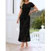 ZESICA Women’s Summer Floral Bodycon Long Dress Ruched Mesh Beach Vacation Formal Cocktail Party Wedding Guest Maxi Dresses(Black)
