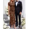 ZESICA Women’s Summer Floral Bodycon Long Dress Ruched Mesh Beach Vacation Formal Cocktail Party Wedding Guest Maxi Dresses(Brown)