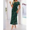 ZESICA Women’s Summer Floral Bodycon Long Dress Ruched Mesh Beach Vacation Formal Cocktail Party Wedding Guest Maxi Dresses(Green)