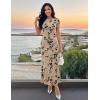ZESICA Women’s Summer Floral Bodycon Long Dress Ruched Mesh Beach Vacation Formal Cocktail Party Wedding Guest Maxi Dresses(Light Khaki)