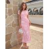 ZESICA Women’s Summer Floral Bodycon Long Dress Ruched Mesh Beach Vacation Formal Cocktail Party Wedding Guest Maxi Dresses(Light Pink)
