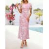 ZESICA Women’s Summer Floral Bodycon Long Dress Ruched Mesh Beach Vacation Formal Cocktail Party Wedding Guest Maxi Dresses(Light Pink)