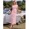 ZESICA Women’s Summer Floral Bodycon Long Dress Ruched Mesh Beach Vacation Formal Cocktail Party Wedding Guest Maxi Dresses(Light Pink)