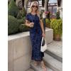 ZESICA Women’s Summer Floral Bodycon Long Dress Ruched Mesh Beach Vacation Formal Cocktail Party Wedding Guest Maxi Dresses(Navy)