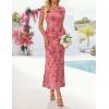 ZESICA Women’s Summer Floral Bodycon Long Dress Ruched Mesh Beach Vacation Formal Cocktail Party Wedding Guest Maxi Dresses(Pink)