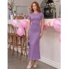 ZESICA Women’s Summer Floral Bodycon Long Dress Ruched Mesh Beach Vacation Formal Cocktail Party Wedding Guest Maxi Dresses(Purple)