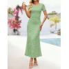 ZESICA Women’s Summer Floral Bodycon Long Dress Ruched Mesh Beach Vacation Formal Cocktail Party Wedding Guest Maxi Dresses(Sage)