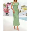 ZESICA Women’s Summer Floral Bodycon Long Dress Ruched Mesh Beach Vacation Formal Cocktail Party Wedding Guest Maxi Dresses(Sage)